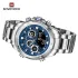 NAVIFORCE 9217 Watches Mens Luxury LCD Analog Digital Stainless Steel Man Wristwatch Casual Quartz Luminous Male Clock