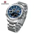 NAVIFORCE 9217 Watches Mens Luxury LCD Analog Digital Stainless Steel Man Wristwatch Casual Quartz Luminous Male Clock