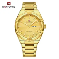 NAVIFORCE 9218 Classic Day and Date Display Men Stainless Steel Watch Man Business Waterproof Quartz Calendar Clock
