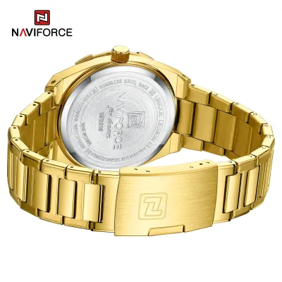 NAVIFORCE 9218 Classic Day and Date Display Men Stainless Steel Watch Man Business Waterproof Quartz Calendar Clock