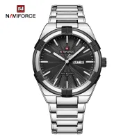 NAVIFORCE 9218 Classic Day and Date Display Men Stainless Steel Watch Man Business Waterproof Quartz Calendar Clock
