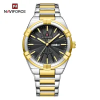 NAVIFORCE 9218 Classic Day and Date Display Men Stainless Steel Watch Man Business Waterproof Quartz Calendar Clock