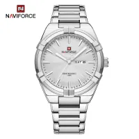 NAVIFORCE 9218 Classic Day and Date Display Men Stainless Steel Watch Man Business Waterproof Quartz Calendar Clock