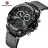 NAVIFORCE 9220 Watches for Man Genuine Leather Strap Sports Quartz Men's Wristwatch with Creative Dual Display Dial