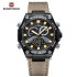 NAVIFORCE 9220 Watches for Man Genuine Leather Strap Sports Quartz Men's Wristwatch with Creative Dual Display Dial