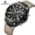 NAVIFORCE 9220 Watches for Man Genuine Leather Strap Sports Quartz Men's Wristwatch with Creative Dual Display Dial