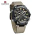 NAVIFORCE 9220 Watches for Man Genuine Leather Strap Sports Quartz Men's Wristwatch with Creative Dual Display Dial