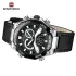 NAVIFORCE 9220 Watches for Man Genuine Leather Strap Sports Quartz Men's Wristwatch with Creative Dual Display Dial