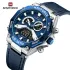 NAVIFORCE 9220 Watches for Man Genuine Leather Strap Sports Quartz Men's Wristwatch with Creative Dual Display Dial