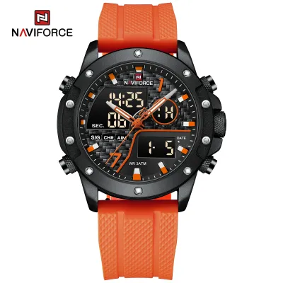 NAVIFORCE 9221 Sports Waterproof LCD Digital Display Man Clock Trend Casual Comfortable TPU Strap Luminous Quartz Men Watch