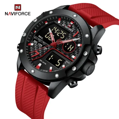 NAVIFORCE 9221 Sports Waterproof LCD Digital Display Man Clock Trend Casual Comfortable TPU Strap Luminous Quartz Men Watch