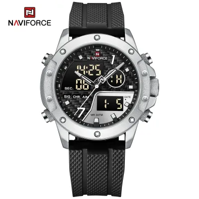 NAVIFORCE 9221 Sports Waterproof LCD Digital Display Man Clock Trend Casual Comfortable TPU Strap Luminous Quartz Men Watch