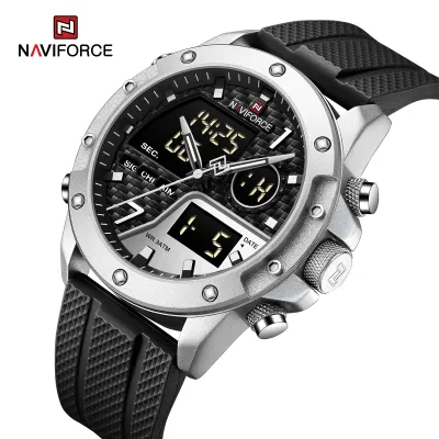 NAVIFORCE 9221 Sports Waterproof LCD Digital Display Man Clock Trend Casual Comfortable TPU Strap Luminous Quartz Men Watch