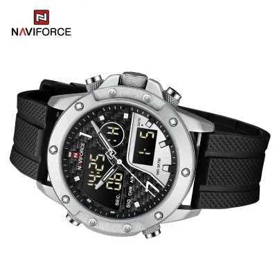 NAVIFORCE 9221 Sports Waterproof LCD Digital Display Man Clock Trend Casual Comfortable TPU Strap Luminous Quartz Men Watch