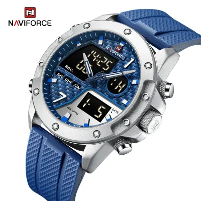 NAVIFORCE 9221 Sports Waterproof LCD Digital Display Man Clock Trend Casual Comfortable TPU Strap Luminous Quartz Men Watch