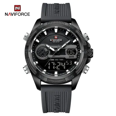 NAVIFORCE 9223 Casual Wild Silicone Strap Man's Wristwatch Luminous Sports Water Resistant Dual Display Quartz Watches for Men
