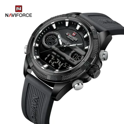 NAVIFORCE 9223 Casual Wild Silicone Strap Man's Wristwatch Luminous Sports Water Resistant Dual Display Quartz Watches for Men