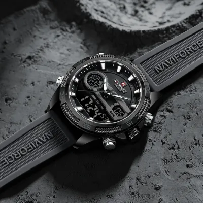 NAVIFORCE 9223 Casual Wild Silicone Strap Man's Wristwatch Luminous Sports Water Resistant Dual Display Quartz Watches for Men