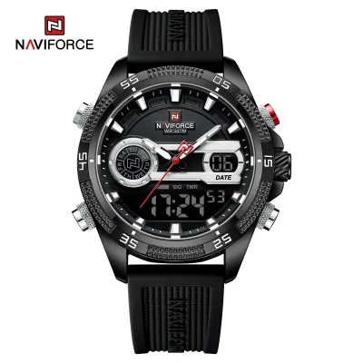 NAVIFORCE 9223 Casual Wild Silicone Strap Man's Wristwatch Luminous Sports Water Resistant Dual Display Quartz Watches for Men