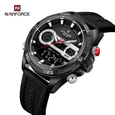 NAVIFORCE 9223 Casual Wild Silicone Strap Man's Wristwatch Luminous Sports Water Resistant Dual Display Quartz Watches for Men