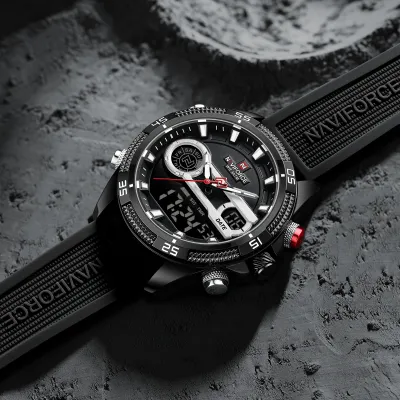 NAVIFORCE 9223 Casual Wild Silicone Strap Man's Wristwatch Luminous Sports Water Resistant Dual Display Quartz Watches for Men