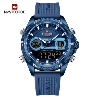 NAVIFORCE 9223 Casual Wild Silicone Strap Man's Wristwatch Luminous Sports Water Resistant Dual Display Quartz Watches for Men