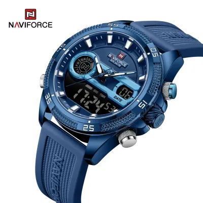 NAVIFORCE 9223 Casual Wild Silicone Strap Man's Wristwatch Luminous Sports Water Resistant Dual Display Quartz Watches for Men