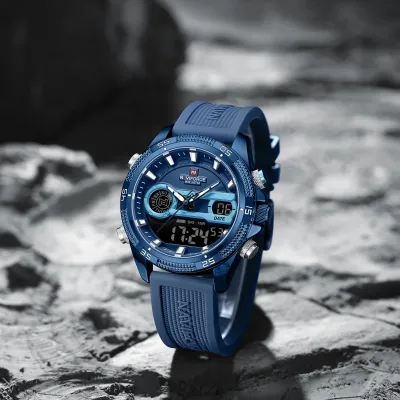 NAVIFORCE 9223 Casual Wild Silicone Strap Man's Wristwatch Luminous Sports Water Resistant Dual Display Quartz Watches for Men