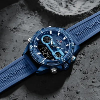 NAVIFORCE 9223 Casual Wild Silicone Strap Man's Wristwatch Luminous Sports Water Resistant Dual Display Quartz Watches for Men