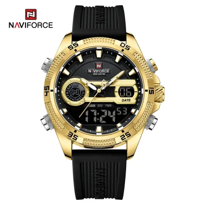NAVIFORCE 9223 Casual Wild Silicone Strap Man's Wristwatch Luminous Sports Water Resistant Dual Display Quartz Watches for Men