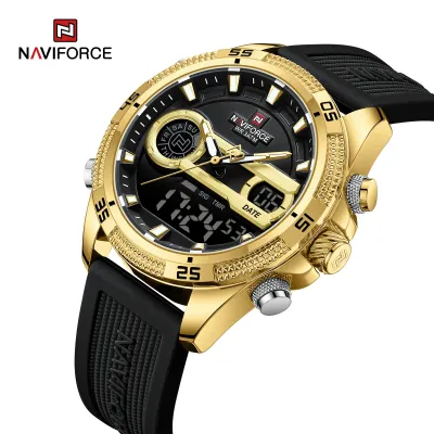 NAVIFORCE 9223 Casual Wild Silicone Strap Man's Wristwatch Luminous Sports Water Resistant Dual Display Quartz Watches for Men