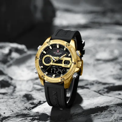 NAVIFORCE 9223 Casual Wild Silicone Strap Man's Wristwatch Luminous Sports Water Resistant Dual Display Quartz Watches for Men