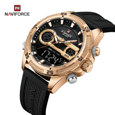 NAVIFORCE 9223 Casual Wild Silicone Strap Man's Wristwatch Luminous Sports Water Resistant Dual Display Quartz Watches for Men