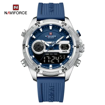 NAVIFORCE 9223 Casual Wild Silicone Strap Man's Wristwatch Luminous Sports Water Resistant Dual Display Quartz Watches for Men