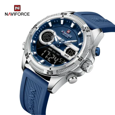 NAVIFORCE 9223 Casual Wild Silicone Strap Man's Wristwatch Luminous Sports Water Resistant Dual Display Quartz Watches for Men