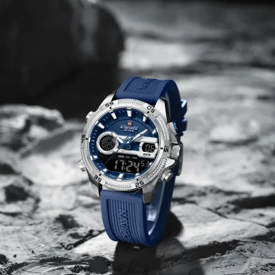 NAVIFORCE 9223 Casual Wild Silicone Strap Man's Wristwatch Luminous Sports Water Resistant Dual Display Quartz Watches for Men