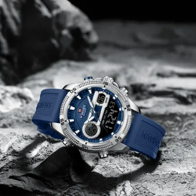 NAVIFORCE 9223 Casual Wild Silicone Strap Man's Wristwatch Luminous Sports Water Resistant Dual Display Quartz Watches for Men