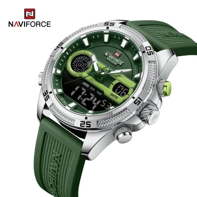 NAVIFORCE 9223 Casual Wild Silicone Strap Man's Wristwatch Luminous Sports Water Resistant Dual Display Quartz Watches for Men