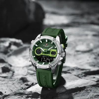 NAVIFORCE 9223 Casual Wild Silicone Strap Man's Wristwatch Luminous Sports Water Resistant Dual Display Quartz Watches for Men