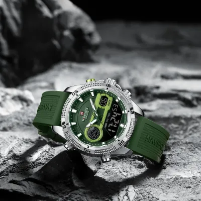 NAVIFORCE 9223 Casual Wild Silicone Strap Man's Wristwatch Luminous Sports Water Resistant Dual Display Quartz Watches for Men