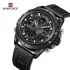NAVIFORCE 9225 Dual Display Quartz Analog Digital Wristwatch for Men Genuine Leather Strap Water Resistant Man Watch