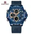 NAVIFORCE 9225 Dual Display Quartz Analog Digital Wristwatch for Men Genuine Leather Strap Water Resistant Man Watch