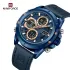 NAVIFORCE 9225 Dual Display Quartz Analog Digital Wristwatch for Men Genuine Leather Strap Water Resistant Man Watch