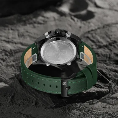 NAVIFORCE 9225 Dual Display Quartz Analog Digital Wristwatch for Men Genuine Leather Strap Water Resistant Man Watch
