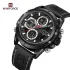 NAVIFORCE 9225 Dual Display Quartz Analog Digital Wristwatch for Men Genuine Leather Strap Water Resistant Man Watch