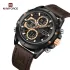 NAVIFORCE 9225 Dual Display Quartz Analog Digital Wristwatch for Men Genuine Leather Strap Water Resistant Man Watch