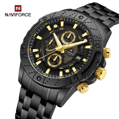 NAVIFORCE 9227 Men's Watches Sport Chronograph Quartz Calendar Man's Wristwatches Stainless Steel Waterproof Clock Male