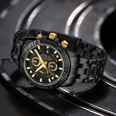 NAVIFORCE 9227 Men's Watches Sport Chronograph Quartz Calendar Man's Wristwatches Stainless Steel Waterproof Clock Male