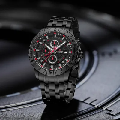 NAVIFORCE 9227 Men's Watches Sport Chronograph Quartz Calendar Man's Wristwatches Stainless Steel Waterproof Clock Male
