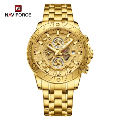 NAVIFORCE 9227 Men's Watches Sport Chronograph Quartz Calendar Man's Wristwatches Stainless Steel Waterproof Clock Male